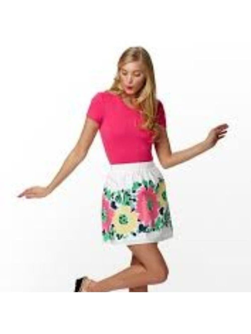Lilly Pulitzer Doodlebug Daisy Bright Floral Mini Skirt 0 XS